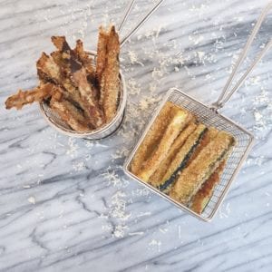 aubergine en courgette friet