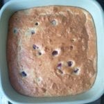 Vierkanten ovenschaal met kersen clafouti