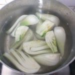 Kookpan met venkel in een laag water