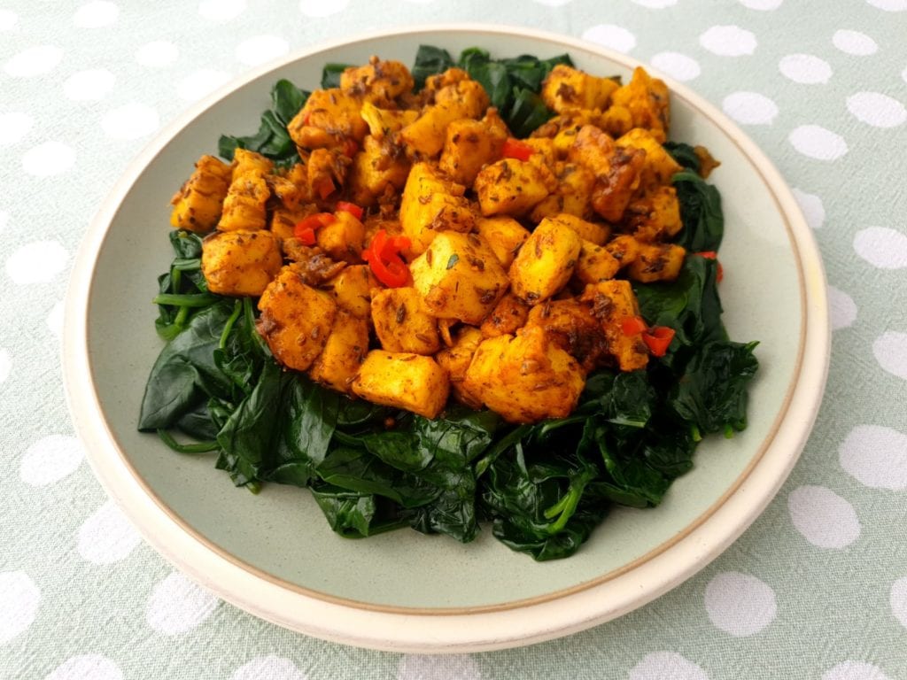 Bord met palak paneer